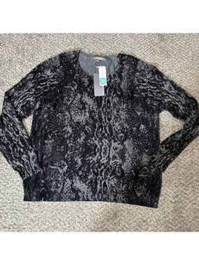 Daniel Rainn Lyna Pullover Sweater Women's XL Crew Neck Gray Animal Print NWT